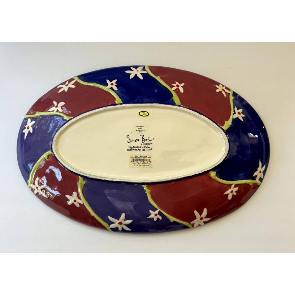Simon Bull Limited Edition Art Salad Bowl Poppy‎ Flower Van Group Collectible - Picture 10 of 12